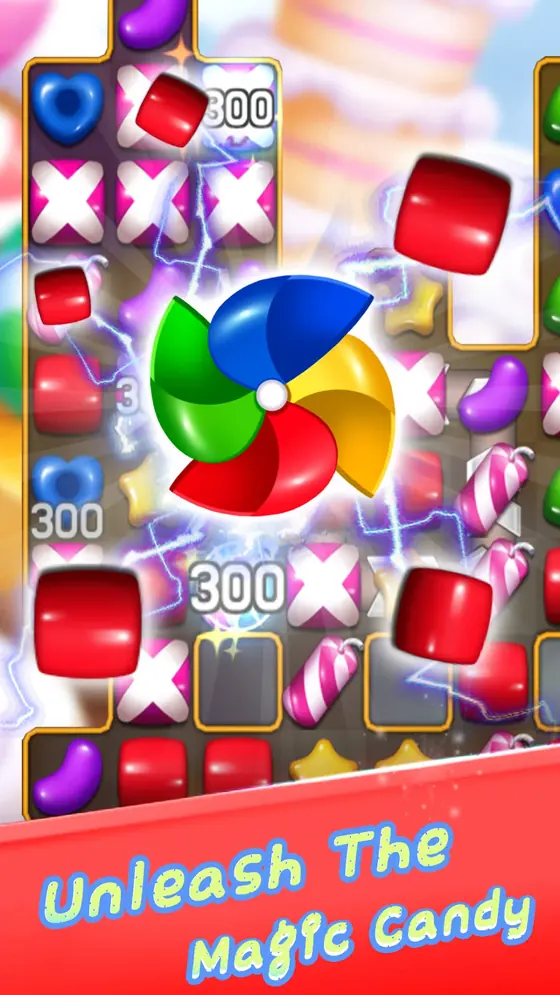 Sweet Candy Mania board where a colour spinner clears matching tiles across the grid