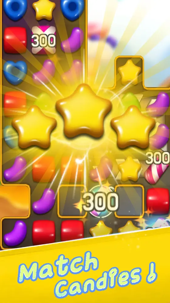 Sweet Candy Mania star pieces bursting outward after a matched run